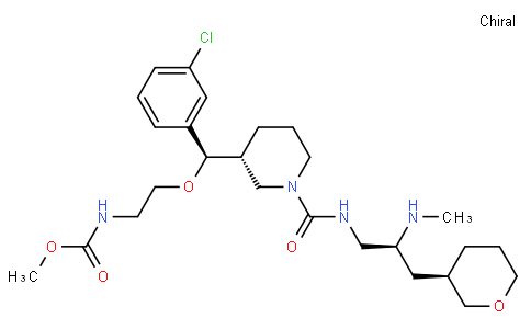 methyl N-[2-[(R)-(3-chlorophenyl)-[(3R)-1-[[(2S)-2-(methylamino)-3-[(3R)-oxan-3-yl]propyl]carbamoyl]piperidin-3-yl]methoxy]ethyl]carbamate