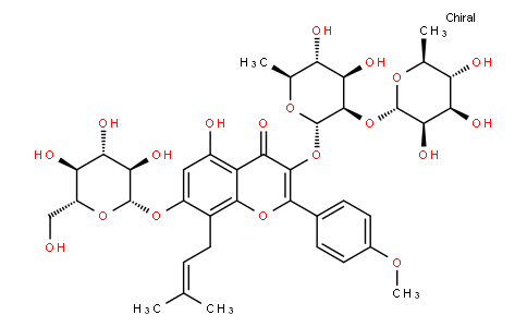 3-[(2S,3R,4R,5R,6S)-4,5-dihydroxy-6-methyl-3-[(2S,3R,4R,5R,6S)-3,4,5-trihydroxy-6-methyloxan-2-yl]oxyoxan-2-yl]oxy-5-hydroxy-2-(4-methoxyphenyl)-8-(3-methylbut-2-enyl)-7-[(2S,3R,4S,5S,6R)-3,4,5-trihydroxy-6-(hydroxymethyl)oxan-2-yl]oxychromen-4-one