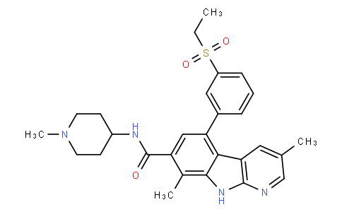 5-[3-(乙基磺?；?苯基]-3,8-二甲基-N-(1-甲基-4-哌啶基)-9H-吡啶并[2,3-b]吲哚-7-羧酰胺