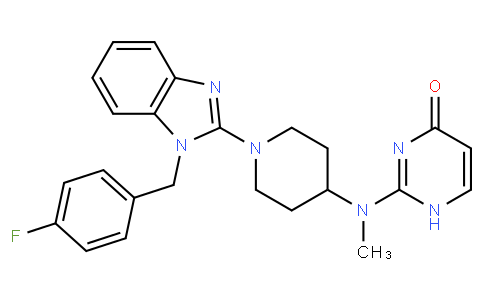 2-((1-(1-(4-Fluorobenzyl)-1H-benzo[d]imidazol-2-yl)piperidin-4-yl)(methyl)amino)pyrimidin-4(1H)-one